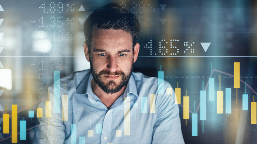 man looking at stocks